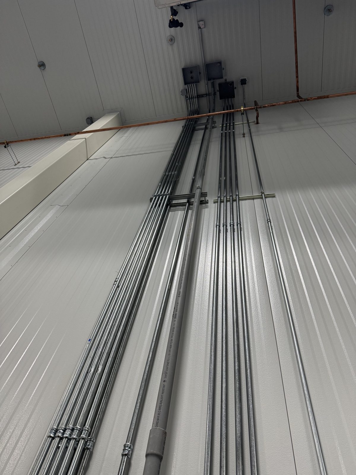 Commercial warehouse electrical and HVAC conduit installation
